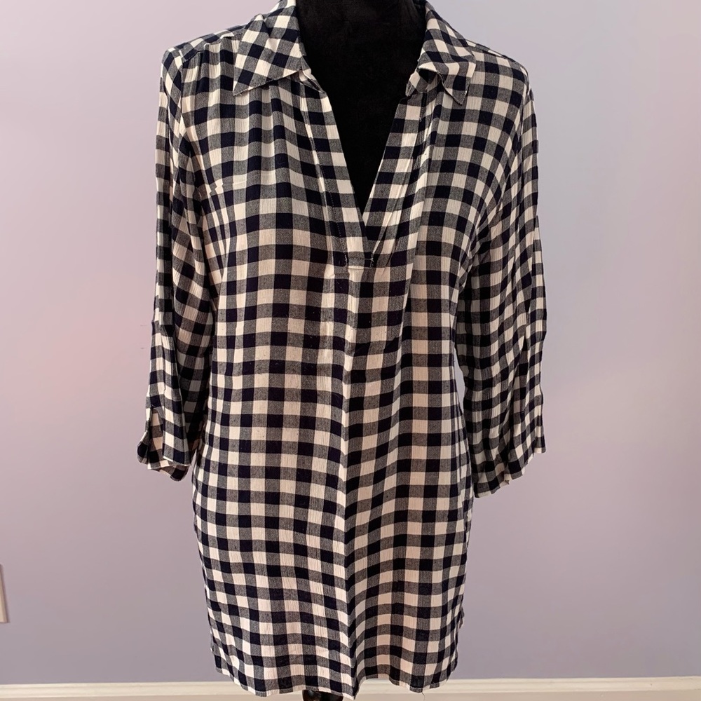 Soft Surroundings Black and White Checked Tunic